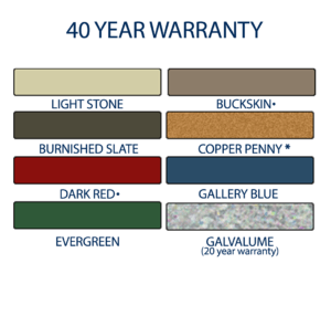 40 year warranty metal roof paint colors